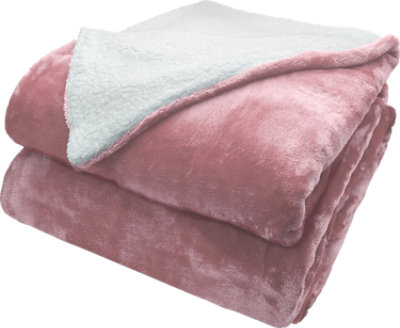 Signature Select Blush Velvet Sherpa Throw - Each - Image 1