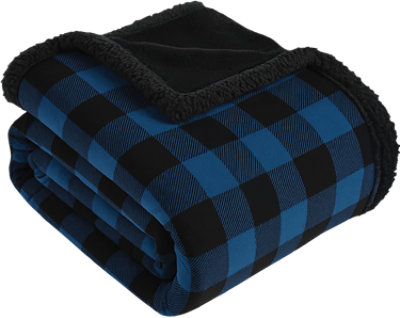 Signature Select Plaid Sherpa Thrw Blue Blk - Each - Image 1