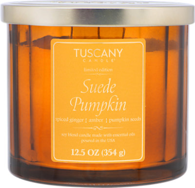 Tuscany Candle Suede Pumpkin Painted Candle - 12.5 Oz - Image 1