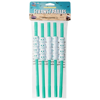 Fun Summerween Straws Teal - 5 ct - Image 1