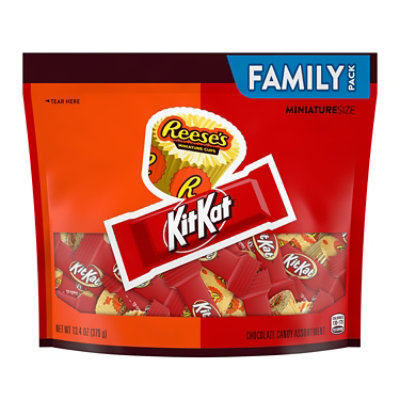 Kit Kat And Reeses Miniatures Assorted Milk Chocolate Candy Family Pack - 13.4 Oz - Image 1