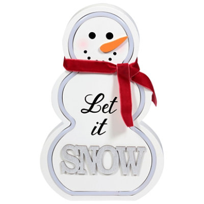 Ssel 9.5 In Neon Wood Snowman - EA - Image 2