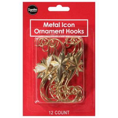 Ssel Ornament Hooks Gold Star - 12 ct - Image 1