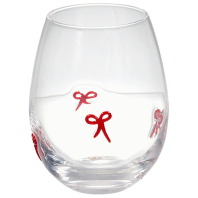 Elite Stemless Wine Glass Red Bow - EA - Image 2