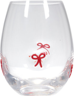 Elite Stemless Wine Glass Red Bow - EA - Image 3