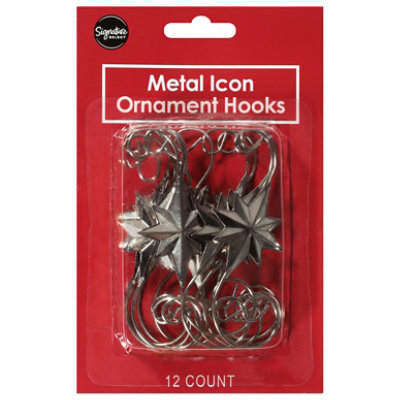 Ssel Ornament Hooks Slvr Star - 12 ct - Image 1
