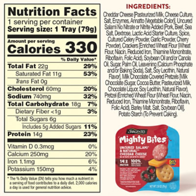 Sargento Mighty Bites Uncured Salami & Cheddar Cheese 2.8oz - 2.8 OZ - Image 5