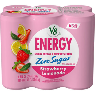 V8 Energy Zero Sugar Straw Lmnade 6pk - 48.00 OZ - Image 1