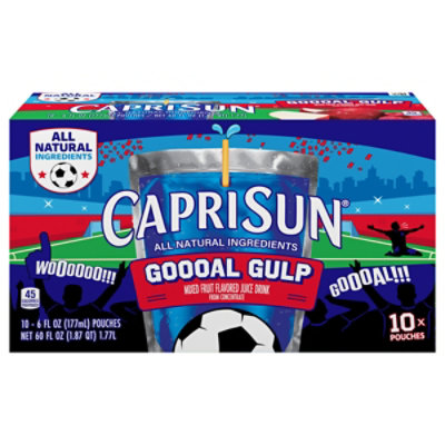 Capri Sun Goooal Gulp Juice Drink Blend Juice Boxes, 10 Ct Box, 6 Fl Oz Pouches - 6 FZ - Image 1