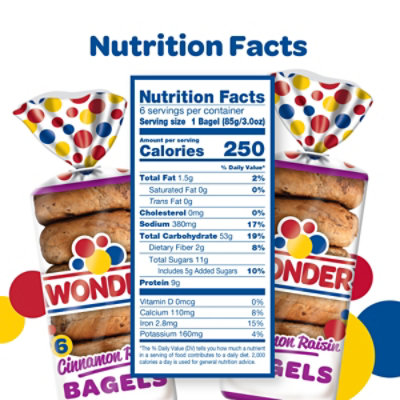 Wonder Cinnamon Raisin Bagels - 18 OZ - Image 5