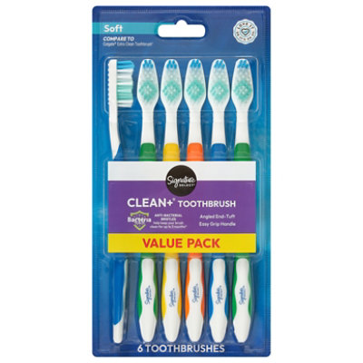 Signature Select Clean Plus Antibacterial Soft Toothbrush Value Pack 6 Ct - 6 CT - Image 2