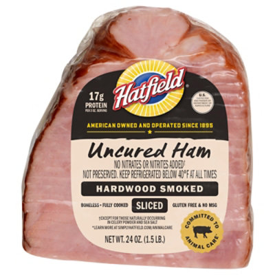 Hatfield Uncured Ham Hardwood Smoked Sliced 24oz - 24 OZ - Image 2