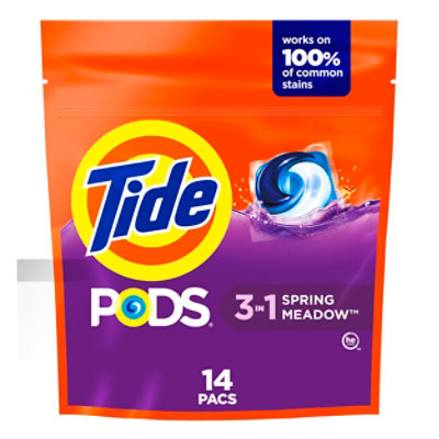 Tide Pods Laundry Detergent 3 In 1, Spring Meadow - 14 CT - Image 1