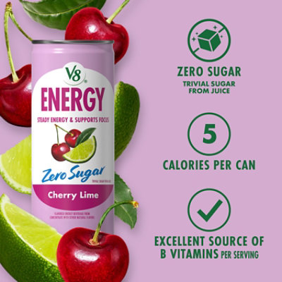 V8 Energy Zero Sugar Cherry Lime 6pk - 48.00 OZ - Image 3