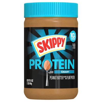 Skippy Creamy Peanut Butter Blended With Plant Protein, 16oz - 16 OZ - Image 1