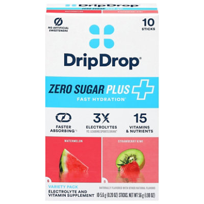 Drip Drop Zero Sugar Plus Watermelon Strawberry Kiwi - 10 CT - Image 2