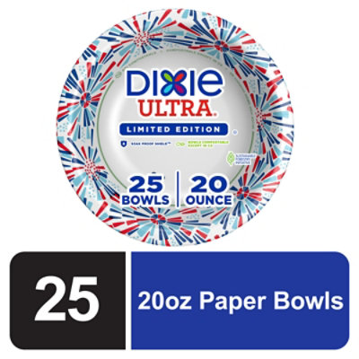 Dixie Ultra Compostable 20 Ounce Bowls, 25 Count Summer Seasonal - 25 CT - Image 1