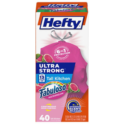 Hefty Ultra Strong Ds Tk Bags Wastebags 13 Gallon Pink Fabuloso Watermelon 1 Pack - 40.0 PC - Image 2