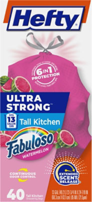 Hefty Ultra Strong Ds Tk Bags Wastebags 13 Gallon Pink Fabuloso Watermelon 1 Pack - 40.0 PC - Image 3