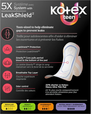 Kotex Prem Ultrathn Hvy Wng Pad Teen 2x 26 - 26 CT - Image 4