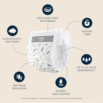 Millie Moon Luxury Diapers - Size 1 - 108 Count - Image 3