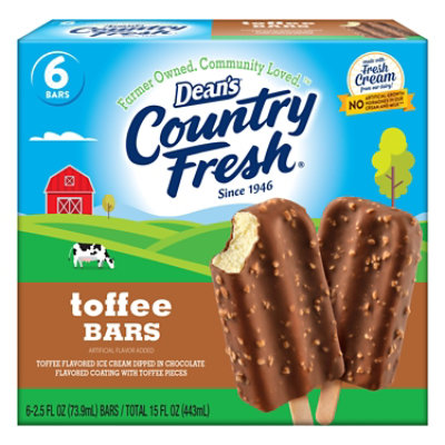 Dean's Country Fresh Ice Cream Bars Toffee 6-2.5 Fz, 6 Ct, 15 Frz - 15 FZ - Image 1