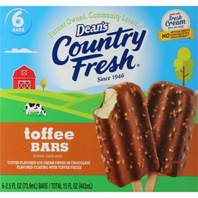 Dean's Country Fresh Ice Cream Bars Toffee 6-2.5 Fz, 6 Ct, 15 Frz - 15 FZ - Image 3