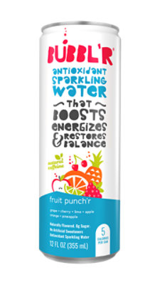 Bubbl'r Antioxidant Sparkling Water Fruit Punch'r  - 12 Oz - Image 1
