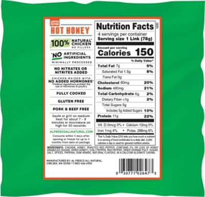 Alfresco Hot Honey Chicken Sausage 11oz - 11 OZ - Image 5