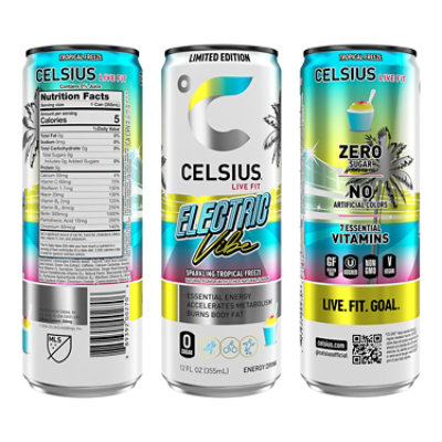 Celsius Sparkling Electric Vibe, Functional Energy Drink 12 Fl Oz Single Can - 12 FZ - Image 2