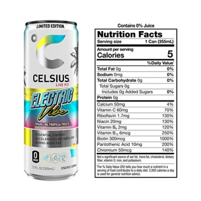 Celsius Sparkling Electric Vibe, Functional Energy Drink 12 Fl Oz Single Can - 12 FZ - Image 3