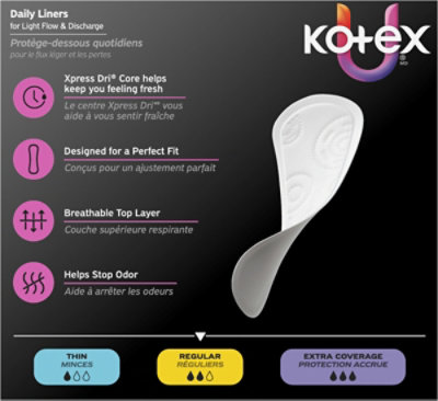 Kotex Prem Reg Flat Liner Core 2x 120 - 120 ct - Image 4