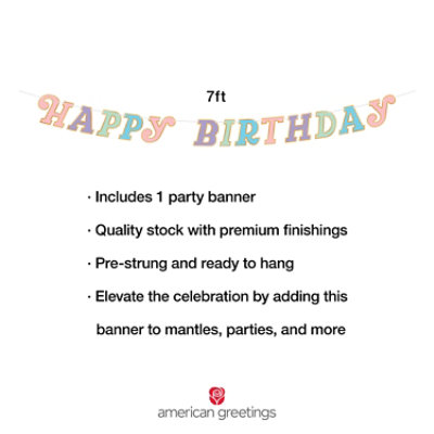 American Greetings Birthday Party Banner Pastel Multicolor Happy Birthday Design - Each - Image 3