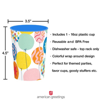 American Greetings 16 Oz Favor Cup Colorful Balloon Birthday Design - Each - Image 4