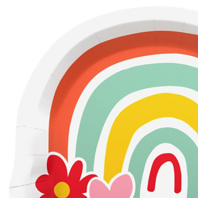 American Greetings  7 Inch Dessert Plates Rainbow & Floral Design 10 Count - Each - Image 2