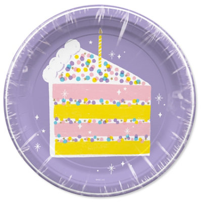 American Greetings  9 Inch Birthday Dinner Plates Lavender Cake Slice Design 10 Count - Each - Image 3