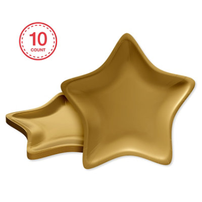 American Greetings  7 Inch Dessert Plates Gold Star-Shaped Design 10 Count - Each - Image 1