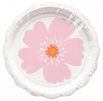 American Greetings  7 Inch Dessert Plates Pink Floral Scalloped Edge 10 Count - Each - Image 4