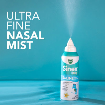Vicks Sinex Baby Saline Nasal Spray Drug Free Gentle Nasal Mist Instantly Clears Everyday Stuffy L - 5 oz - Image 4