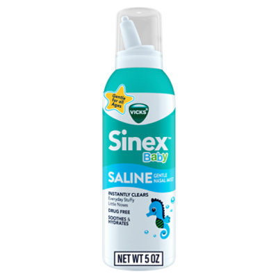 Vicks Sinex Baby Saline Nasal Spray Drug Free Gentle Nasal Mist Instantly Clears Everyday Stuffy L - 5 oz - Image 1
