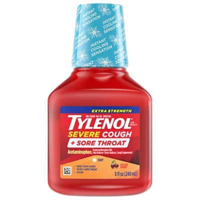 Tylenol Es Severe Cough Sore Throat Day Cherry Liquid 8fz - 8 fl oz - Image 1