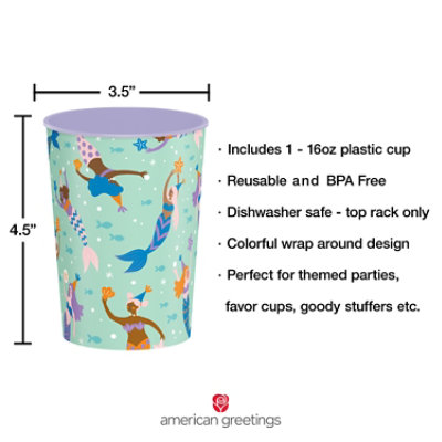 American Greetings 16 Oz Favor Cup Mermaid Party Design - Each - Image 4