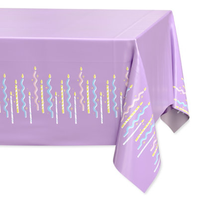 American Greetings Birthday Tablecover Lavender Candles Design - Each - Image 1