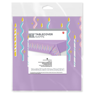 American Greetings Birthday Tablecover Lavender Candles Design - Each - Image 2