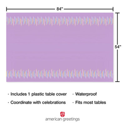 American Greetings Birthday Tablecover Lavender Candles Design - Each - Image 4