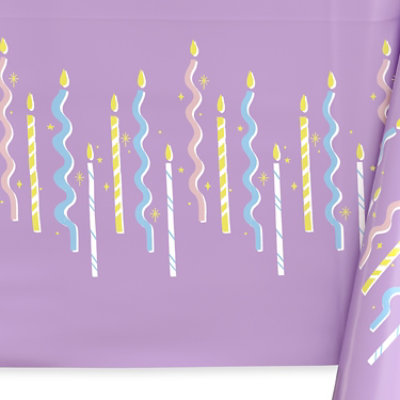 American Greetings Birthday Tablecover Lavender Candles Design - Each - Image 3