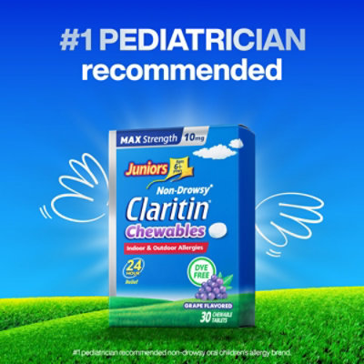 Claritin Allergy Juniors Max Strength Grape 10mg Chewables - 30 Count - Image 2