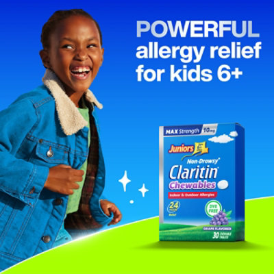Claritin Allergy Juniors Max Strength Grape 10mg Chewables - 30 Count - Image 5
