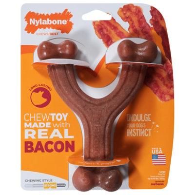 Nylabone Real Bacon Wishbone Lg Chew Toy - EA - Image 2