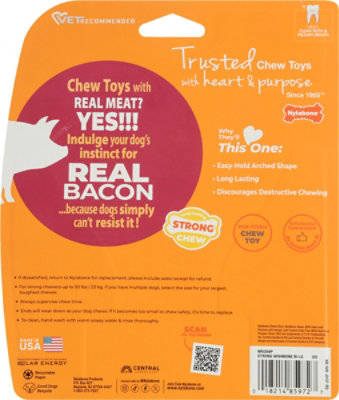 Nylabone Real Bacon Wishbone Lg Chew Toy - EA - Image 3